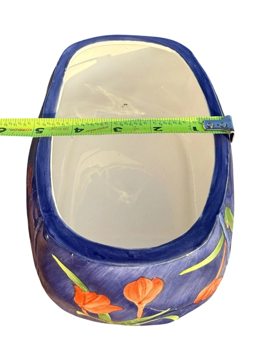Blue Tulip Handbag Cookie Jar Ceramic Canister Spring Floral Kitchen Decor Gift